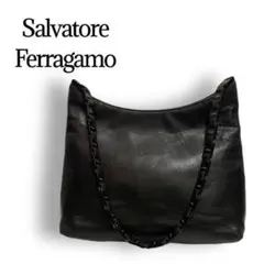 【高級】 イタリア製 Ferragamo フェラガモ ワンショルダー レザー 黒