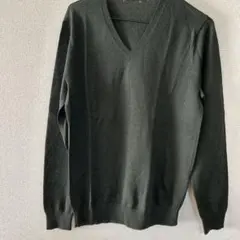 ウール100% ダークグリーン セーター M