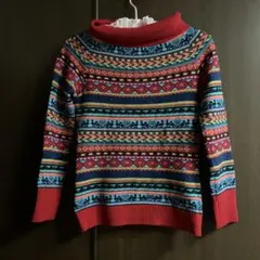 ケイタマルヤマ フェアアイル柄タートルネックセーター