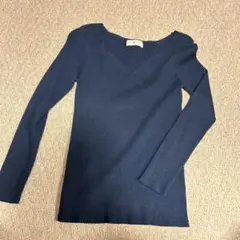 INÉD ネイビー Vネック リブニット 長袖