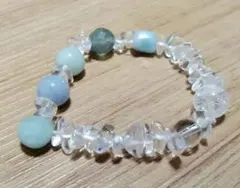 ハンドメイド　天然石ブレスレット　②　エンジェライト　水晶　フローライト