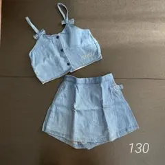 SLAPSLIP 綿デニム　ショートパンツ　キャミ　セットアップ　ハート130