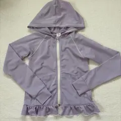 ラッシュガード　キッズ　紫　フリル　フード　140