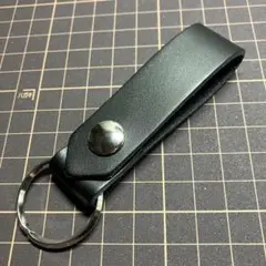 新品 本革 黒 顔料レザー ベルトループキーホルダー キーリング 牛革 #195