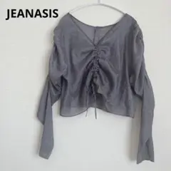 【JEANASIS】ギャザー シアー　ブラウス グレー　長袖　ジーナシス