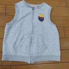 ミキハウス グレーのジップアップベスト 110