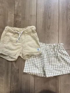【まとめ買い割引あり】ベージュ コットン ハーフパンツ 2点セット(H&M)