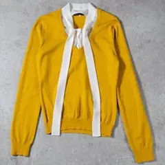 【美品】CLEAR IMPRESSION リボンタイニットブラウストップス 2Mのサムネイル