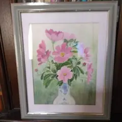 手描き水彩画 コスモス