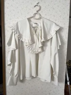 SNIDEL フリル付き長袖ブラウス ホワイト