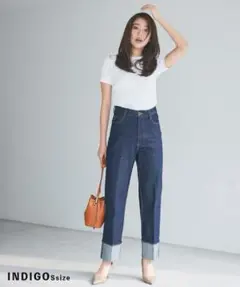 BASEMENT online ロールアップデニム インディゴ Sサイズ