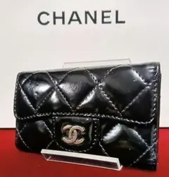 レア　CHANEL　マトラッセ　エナメル　キーケース　ブラック CHANEL マトラッセ エナメル キーケース ブラック - メルカリ