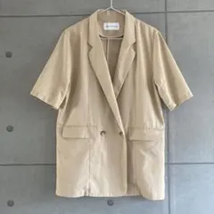 URBAN RESEARCH リネン混ベージュ 半袖テーラードジャケット