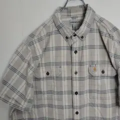 ま*ー様 カーハート 半袖シャツ ワークシャツ BDシャツ グレー チェック柄