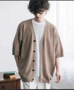 Rocky Monroe/接触冷感 半袖サマーニットカーディガン(ベージュ)のサムネイル