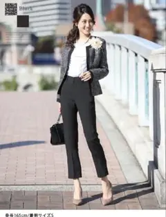 入学式　卒業式　ノーカラージャケットツイードスーツ　テーパードパンツセット