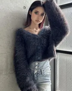 GYDA シャギーニットショートカーディガン