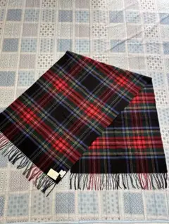 大判マフラー　タータンチェック　ウール95カシミヤ5 未使用タグ付け　ストール