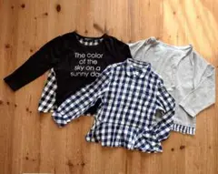 コムサイズム　長袖　Tシャツ ブラウス　カットソー　チェック　セット
