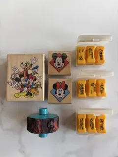 希少 ディズニー ミッキー 他 スタンプ ７点セット ライセンス証紙有り レトロ