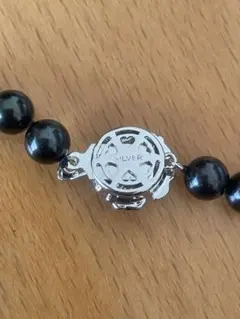 天然石 オニキス ネックレス 6mm イヤリンセット SILVER刻印 ブラック