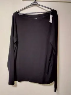 GAP モダン ボートネックTシャツ(長袖）ブラック　XL 大きいサイズ