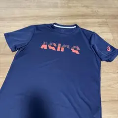 asics ネイビー XL ロゴ入りシャツ