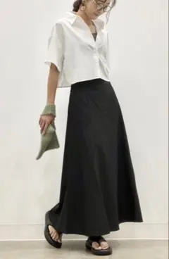 guホワイト リネンブレンドクロップドシャツ