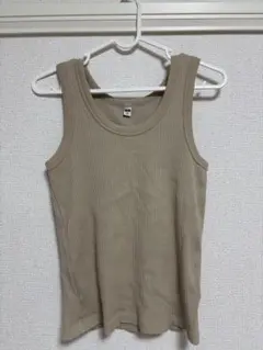 UNIQLO ベージュ リブ編み タンクトップ M