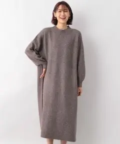 グローバルワーク　フワフワHug meニットワンピース ブラウン