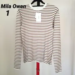 未使用☆Mila Owen ミラオーウェン リブボーダー長袖ニットウールブレンド