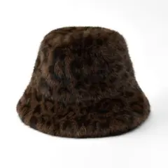 ZARA レオパード フェイクファーバケットハット