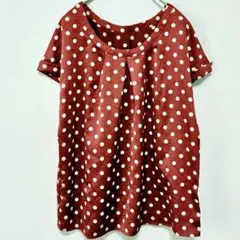 【ギャミヌリィ】 タックブラウス M レッド ドット柄 半袖カットソー【J16】のサムネイル