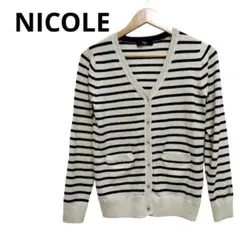 美品 NICOLE ストライプ Vネック ニットカーディガン 長袖のサムネイル