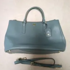 トリーバーチ ロビンソン 2way レザーバッグ　ブルー