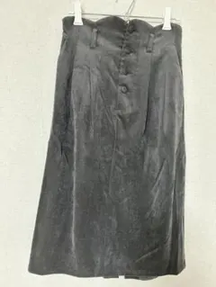 mysty womanブラックコールテンタイトロングスカート