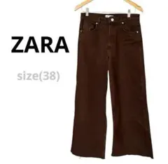ZARA ワイドデニムパンツ 38 ブラウン