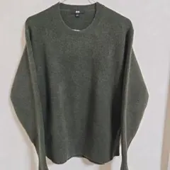 UNIQLO スフレヤーンクルーネックセーター Sサイズ　グリーン系