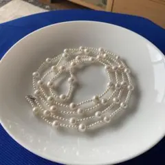 淡水大玉×ベビー真珠 ロングネックレス 華やかで個性的な逸品。