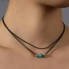 ★ 2ライン ターコイズカラー ネックレス★ 　ブルー　ラスト1点　新品