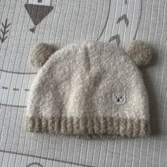 ミミ付き⭐︎冬ベージュニット帽子