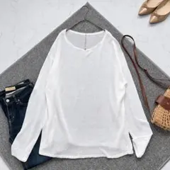 spick&spanコットンリネンギマリンクスルーズプルオーバー ブラウン