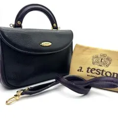 a.testoni アテストーニ ブラック レザー ハンドバッグ 2way 美品のサムネイル