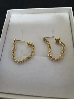 K18 18金 チェーンフープピアス スクリューチェーンピアス