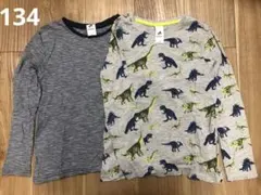 Palomino 長袖Tシャツ134cm 恐竜柄/ストライプ　2枚セット