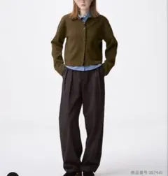 【25年モデル】GU ジーユー　チノバレルレッグタックパンツ　ダークブラウン