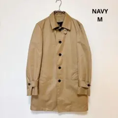 NAVY ステンカラーコート M ベージュ 袖シミあり