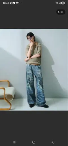 soerte】トロンプルイユディストレストデニムパンツ - メルカリ