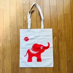 スウェーデン　ぞう エコバッグ / ベージュ&朱色　by Hipp　北欧デザイン