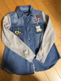 デニム　美品　ワッペン　くま　トレーナー　シャツ160cm Jenny ジェニィ